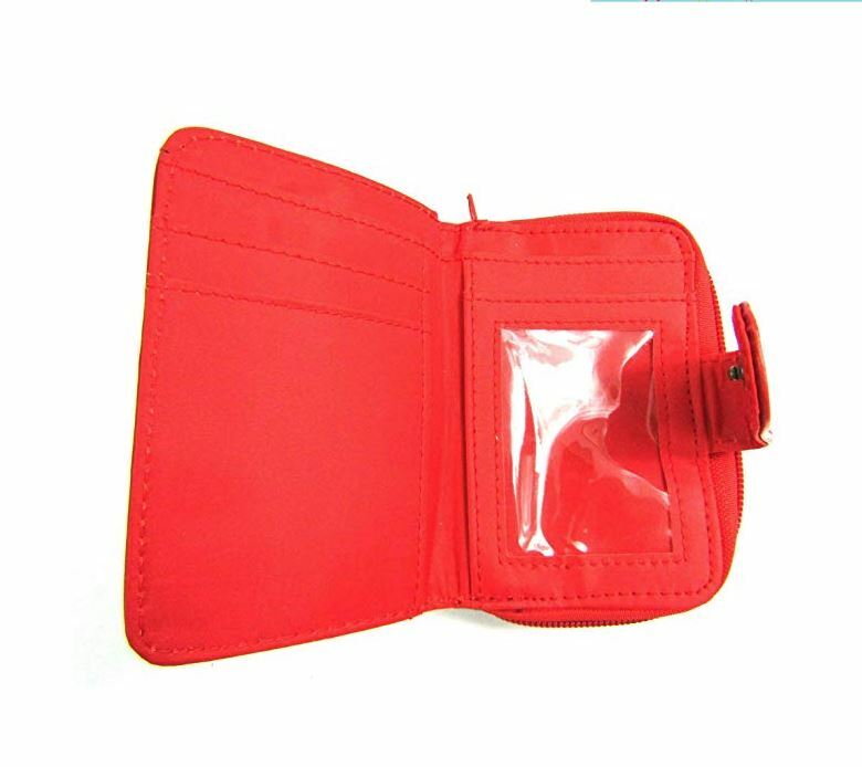 Lorenz 12cm Soft Leather Patchwork Twin Zip Round Purse Wallet ID Window Red