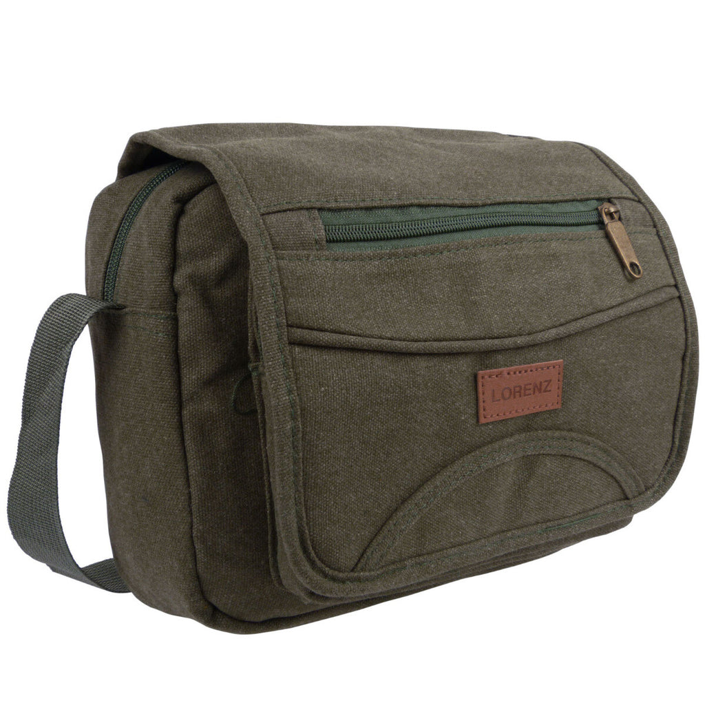 Lorenz Unisex Small Canvas Cross Body Travel Utility Bag Adjustable Strap