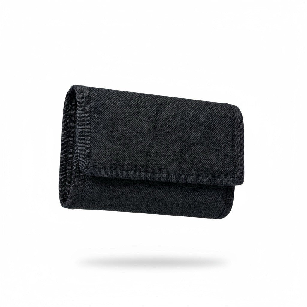 Fabretti Unisex Trifold Strong Canvas Notes Coins Card Wallet Purse Black