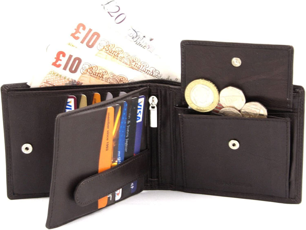 London Leather Goods Mens Gents Designer Luxury Soft Leather Bifold Wallet Gift