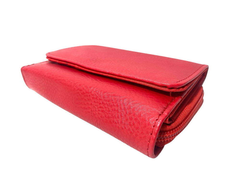 Ladies Trifold Faux Leather Zip Around Coin Notes Credit Card Purse New