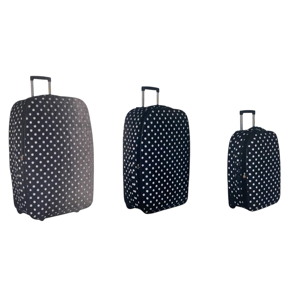 Frenzy Polka Dot 3 Piece Suitcase Set Wheeled Bag  21" 26" 29"  Black 2 Wheeled