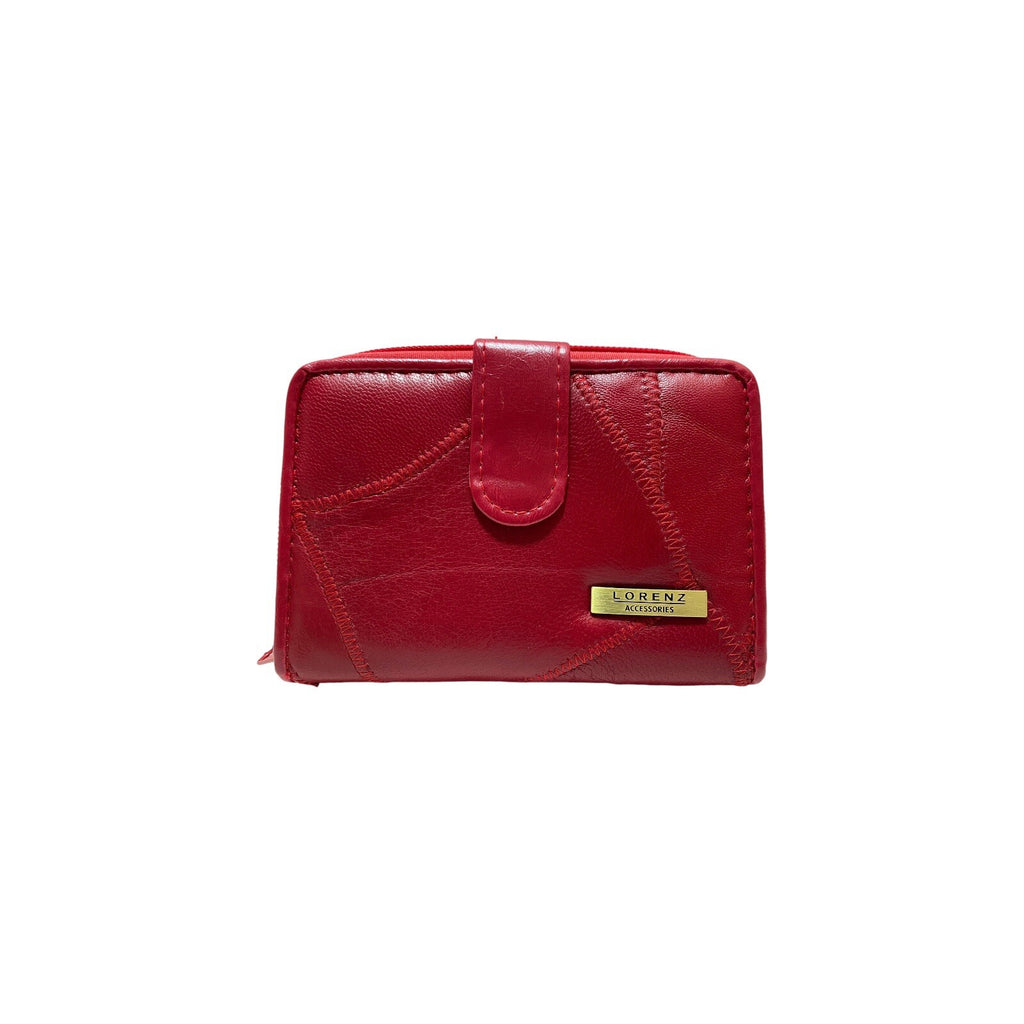 Lorenz Soft Leather Patchwork Twin Zip Round Purse Wallet ID Window