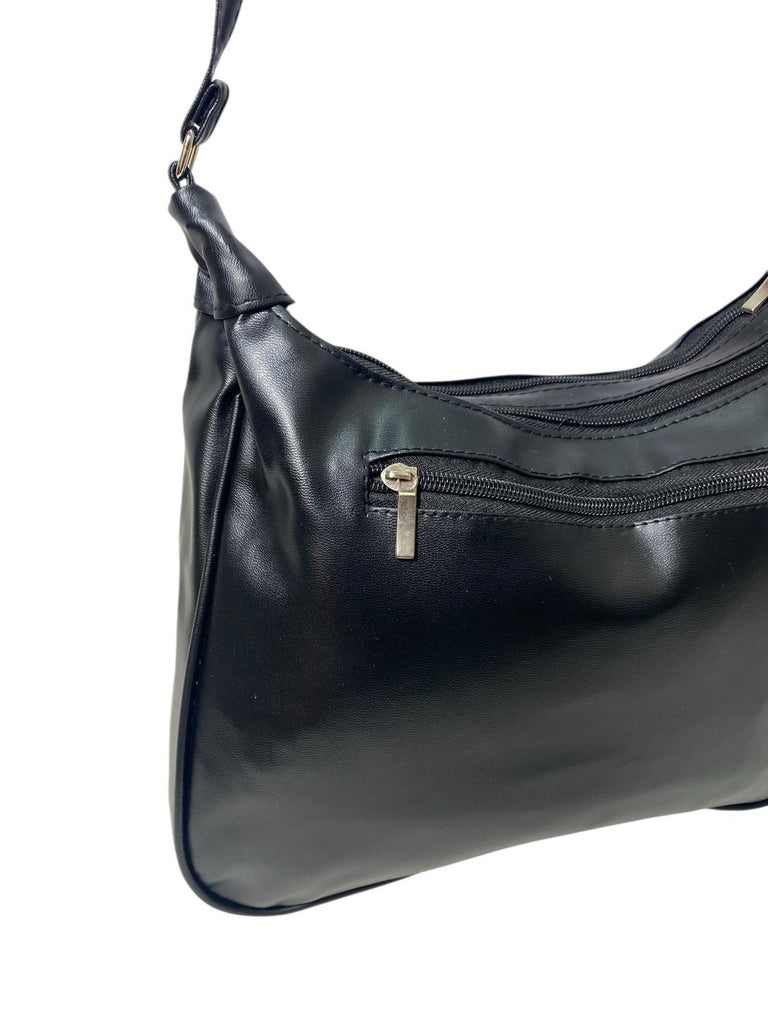 Ladies Womens Patchwork Leather Handbag Shoulder Cross Body Bag Multiple Zip