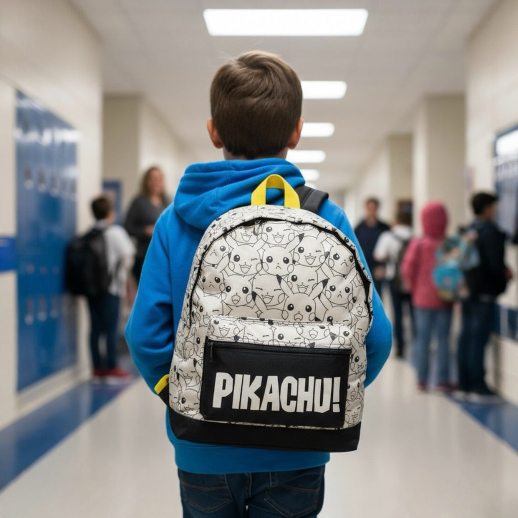 Pokemon Pikachu Boys Large Roxy School Backpack Rucksack Bag Front Pocket New