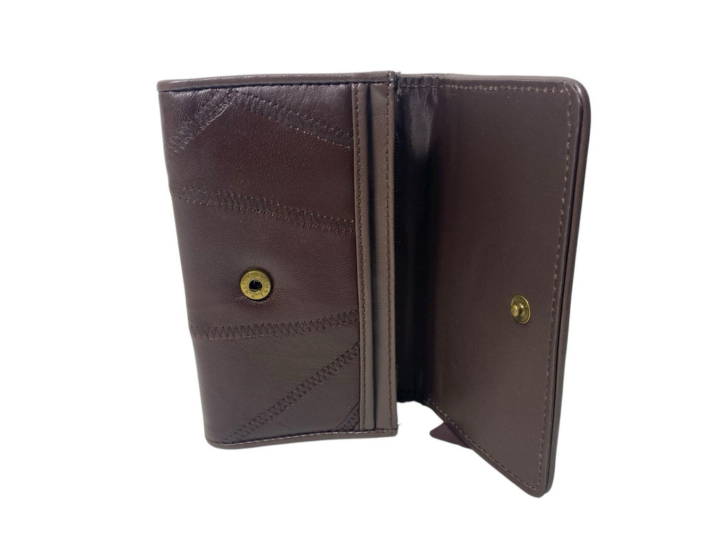 Je Tadore Patch Leather Bifold Purse Multiple Compartments and Slots New