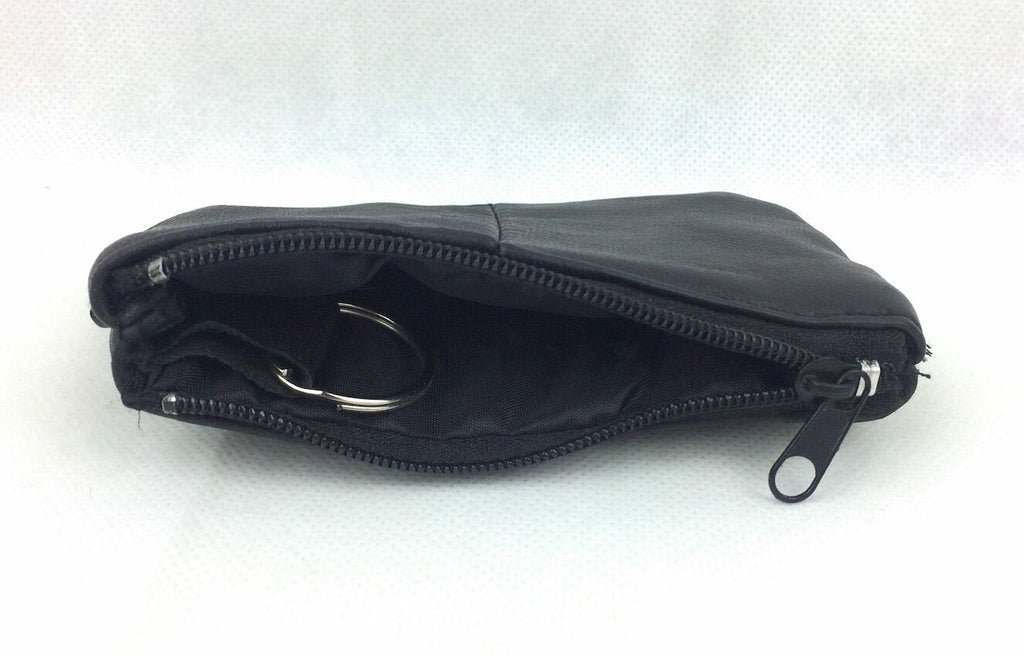 Soft Men Women Genuine Leather Coin Key Holder Zip Wallet Pouch Keyring Purse