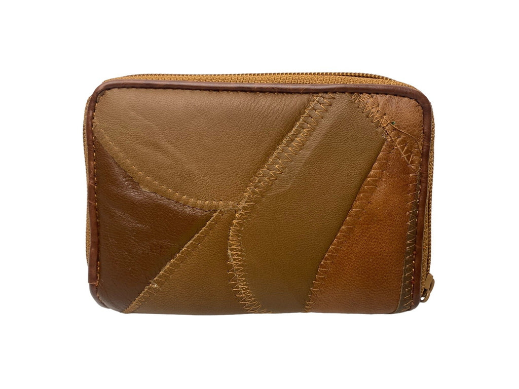 Lorenz Soft Leather Patchwork Twin Zip Round Purse Wallet ID Window