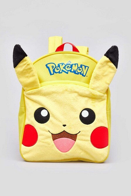 Official Pokemon Pikachu Plush 3D With Ears Front Pocket Backpack New 
