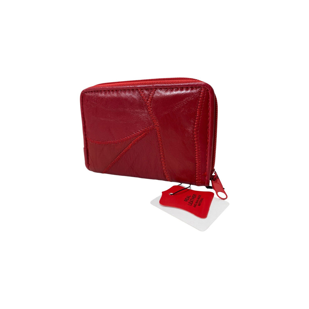 Lorenz Soft Leather Patchwork Twin Zip Round Purse Wallet ID Window